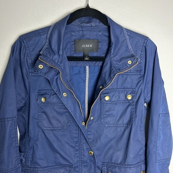 J Crew Waxed Cotton Boyfriend Jacket Women’s Small Navy Style# 19034 Utility - Picture 3 of 10